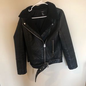 Faux leather moto jacket